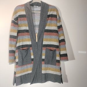 Jade By Jane Striped‎ Open-Front Cardigan Sweater